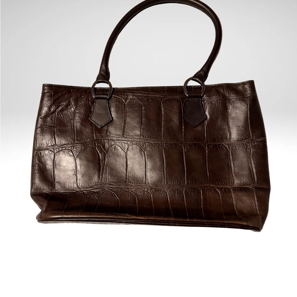 Sophisticated Dark Brown Croc-Embossed Tote
